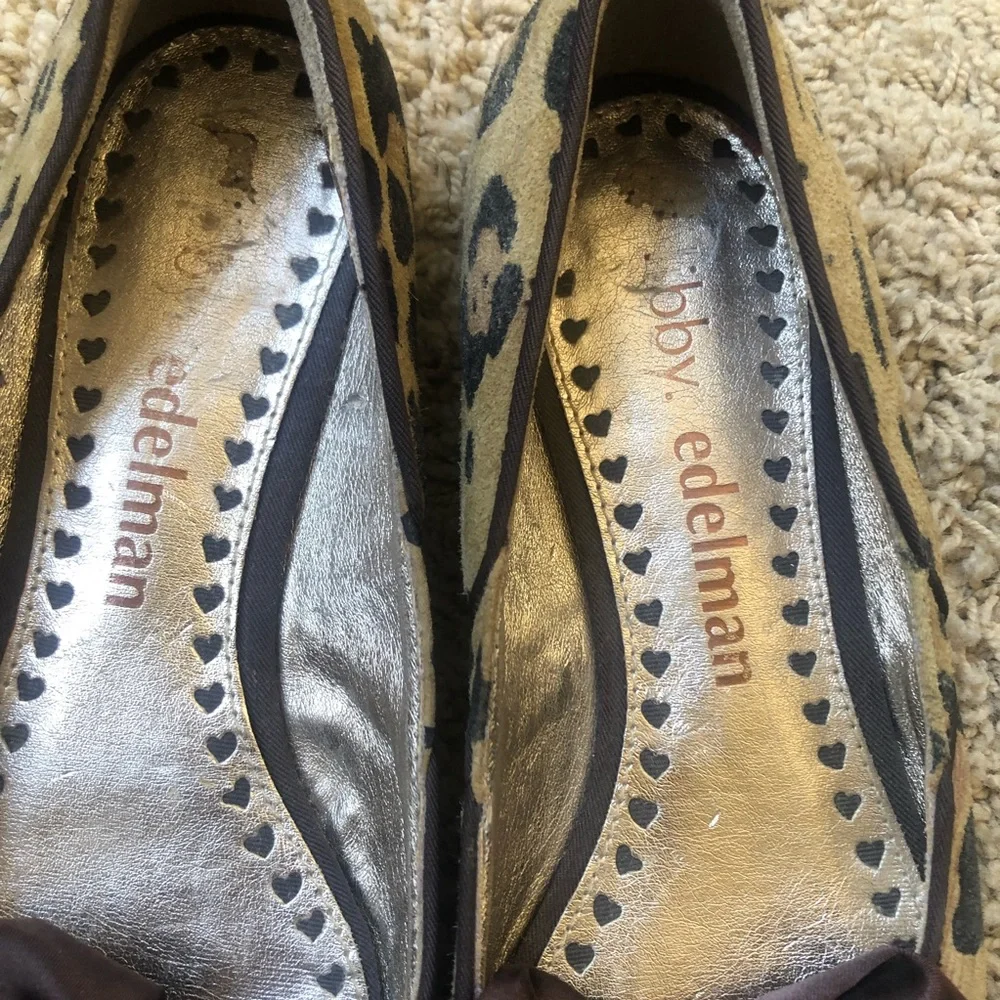 Libby Edelman Kendra Cheetah Bow Open Toe Shoes Flats size 7.5 - Picture 8 of 9